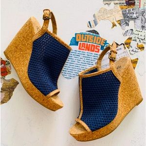 Wedge, Blue. Mesh with natural detail. Women’s 7.